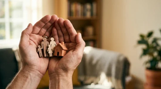 Image symbolique illustrant la protection familiale et la sécurité financière en entreprise