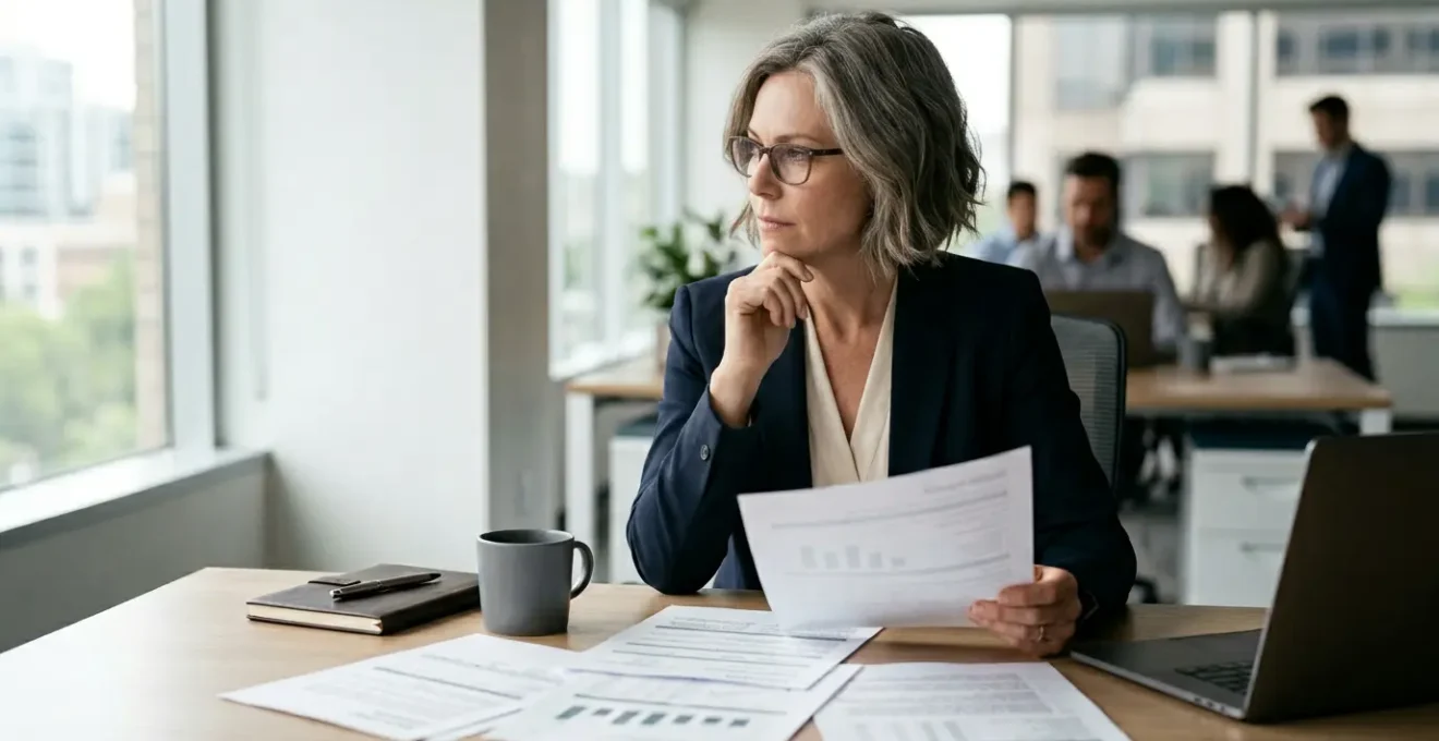 Chef d'entreprise analysant des documents de mutuelle santé pour ses salariés