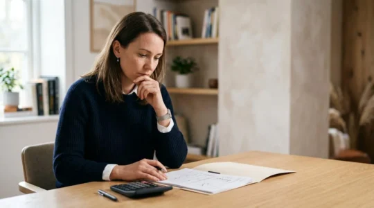 Professionnel indépendant examinant des documents de santé dans son espace de travail