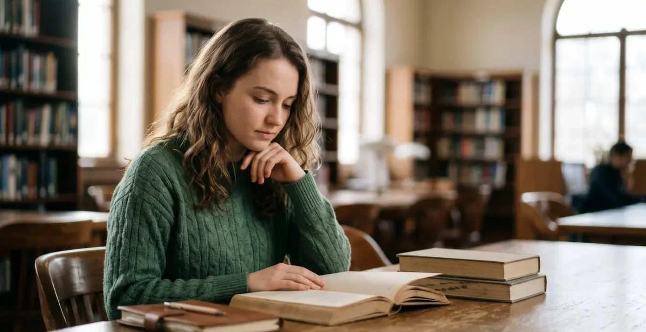 Portrait atmosphérique d'un jeune étudiant concentré, lumière naturelle douce symbolisant l'espoir et le futur