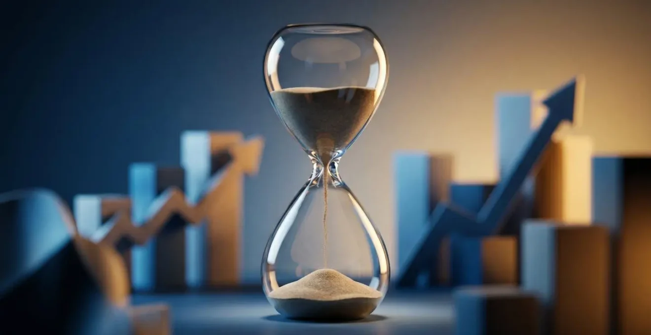 Représentation visuelle abstraite de flux financiers projetés dans le temps pour la méthode DCF
