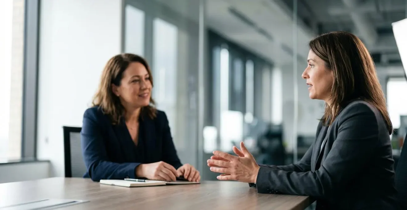 Négociation professionnelle entre un chef d'entreprise et un courtier en assurance